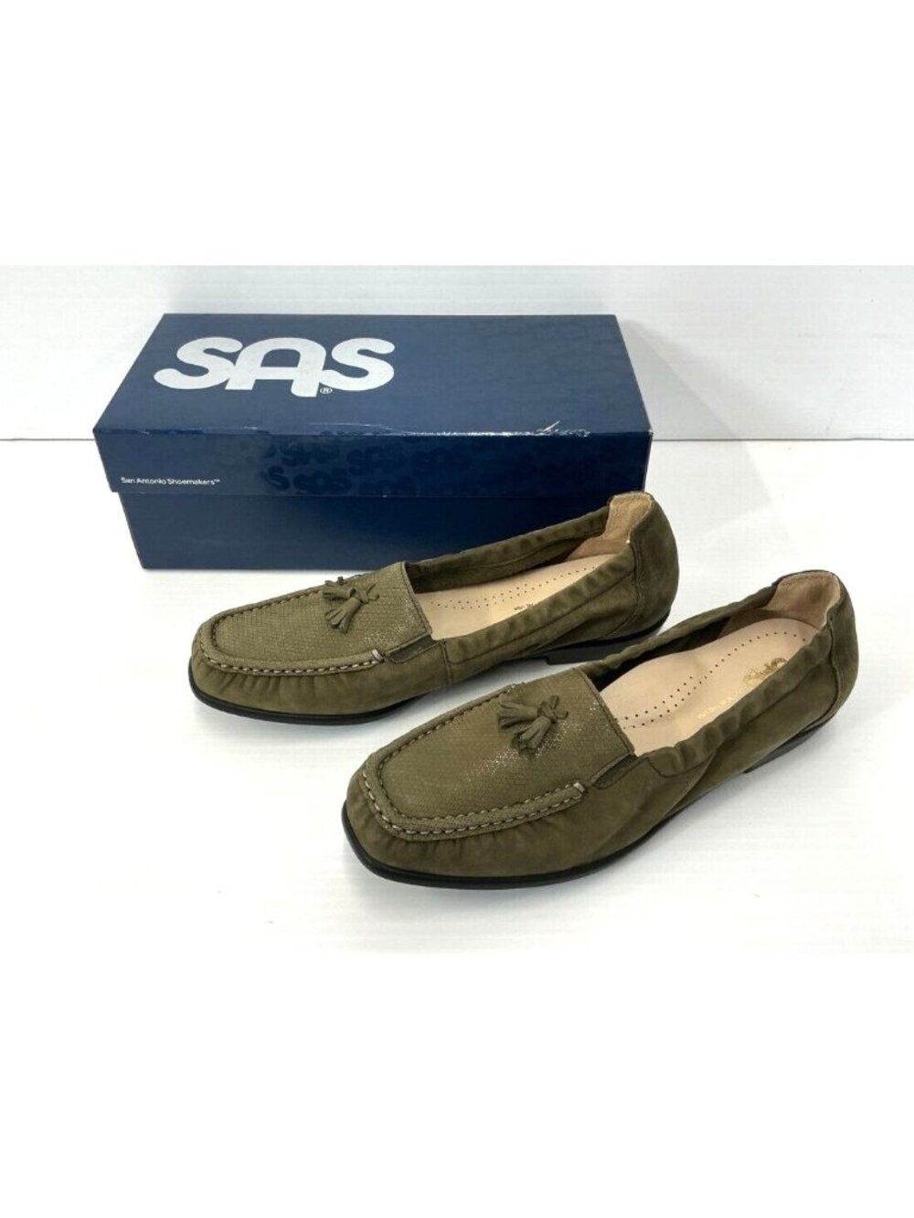 SAS Womens 9.5 N Hope Flats Green Tundra Slip On Comfort Loafer Shoes New